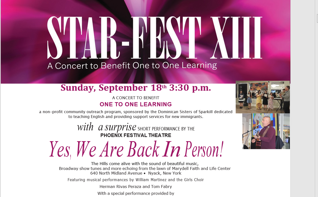 Star Fest XIII - Sunday September 18, 2022 3:30 PM AT Marydell Faith and Life Center 640 North Midland Ave Nyack,NY